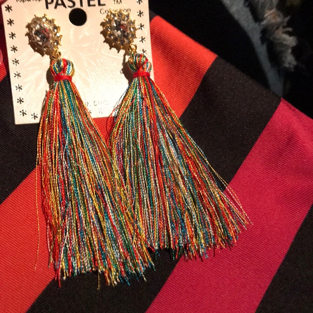 Multi color tassel earrings